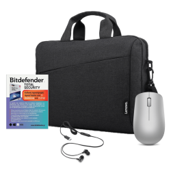 SmartPack: Notebook Advance (Lenovo T210 Topload Black + Headphone Lenovo USB-C Wired In-Ear + Mouse Lenovo Wireless 530 Platinum +Antivirus Bitdefender)-136